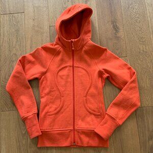 Women's Lululemon Scuba Hoodie Jacket Orange Full Zip Long Sleeves Hooded Size 2